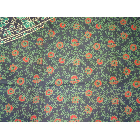 Tenture en coton ou dessus de lit avec mandala de couleur verte à fleur