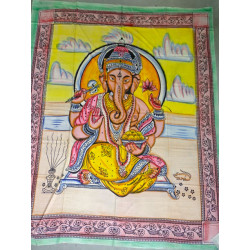Baumwolle Wandbehang oder Bettdecke mit Ganesh in Meditation