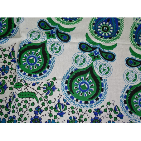 Groen en blauw katoenen wandkleed - glas in lood patroon