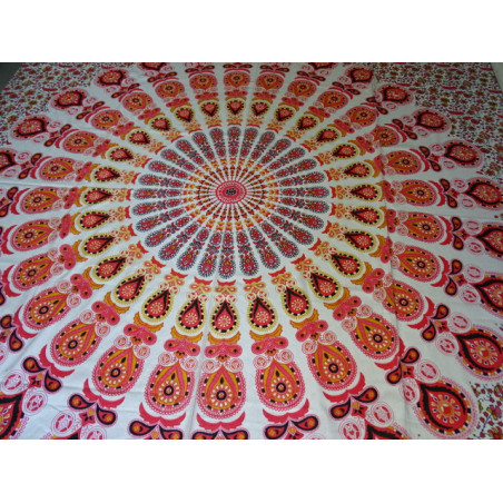 Baumwolle Wandbehang mit Buntglas und Kaschmir rot und weinrot