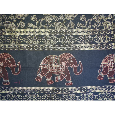 Wandkleed of bedsprei van zwart katoen met gouden olifanten