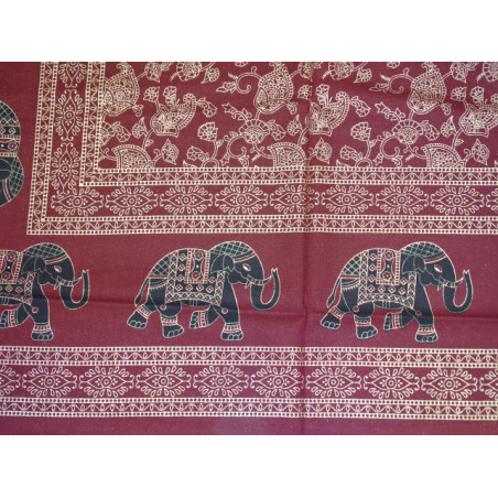 Baumwolle Wandbehang oder Burgunder Tagesdecke mit goldenen Elefanten
