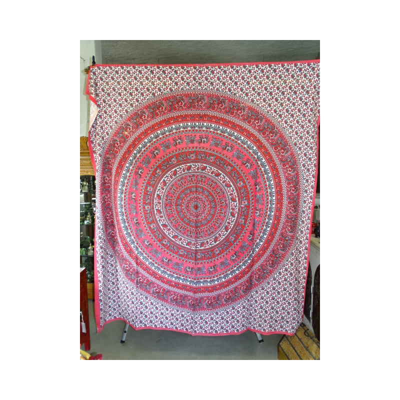 Tapestry Baumwolle rot Mosaik Elefant