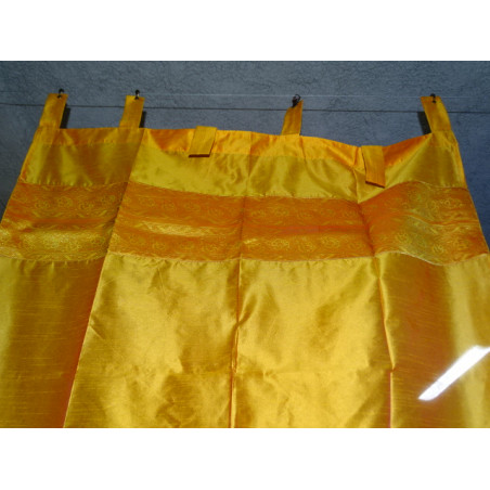Taftgordijnen met oranje brokaatranden in 250 x 110 cm