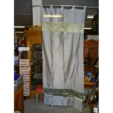 Taffeta curtains with double brocade - grey