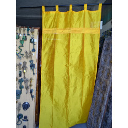 Orange-yellow taffeta curtains with a brocade band