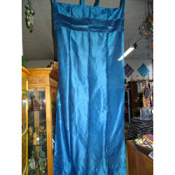 Taffeta curtains with turquoise brocade edges in 250 x 110 cm