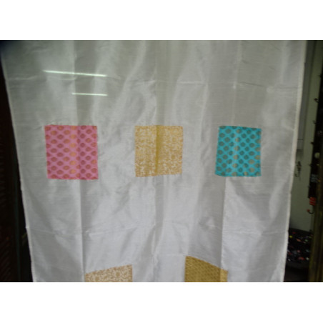 White taffeta curtains with ecru patchwork 250x110 cm