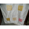 Witte tafzijden gordijnen met ecru patchwork 250x110 cm