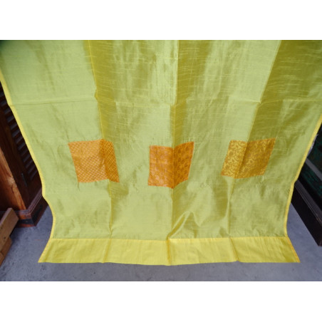 Cortinas de tafetán amarillo con banda patchwork 250 x 110 cm