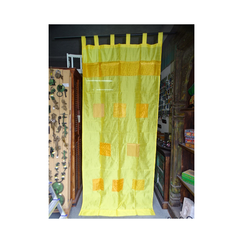 Gelbe Taftvorhänge mit Patchworkband 250 x 110 cm