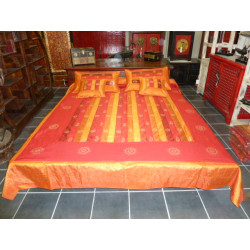 Parure de letto rayures taffetas rosso et arancione