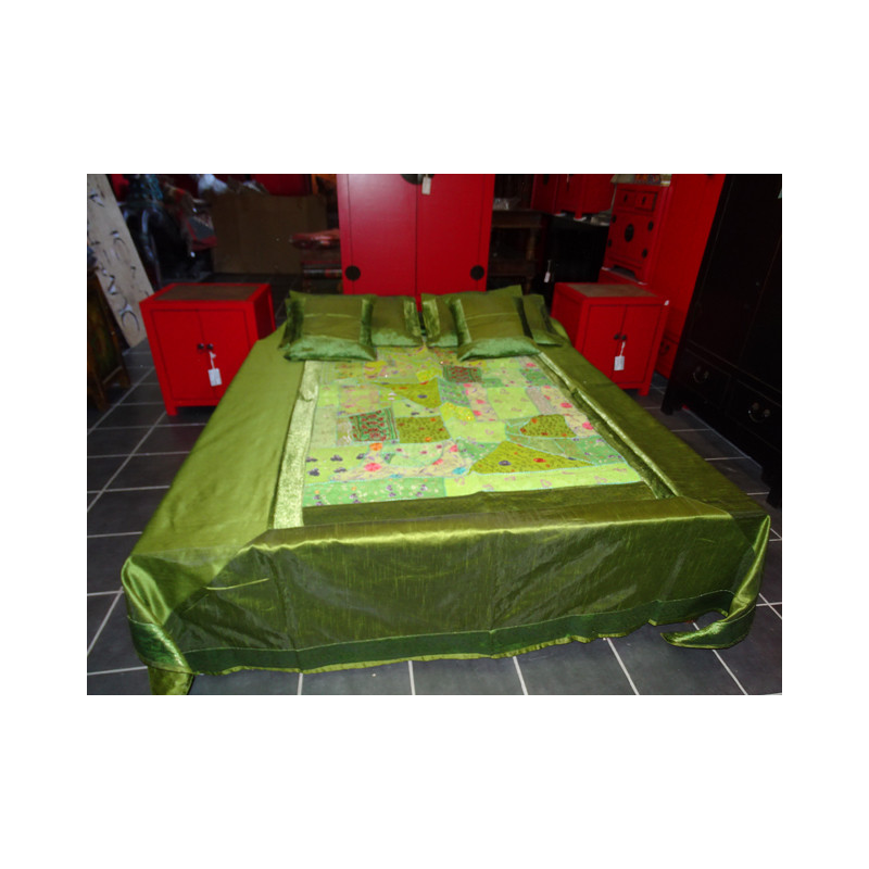 Groene beddenset van 220x260 cm met patchwork