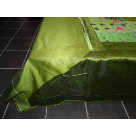 Parure de lit 220x260 cm verte avec patchwork