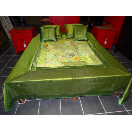 220x260 cm groene bedset met patchwork - 2