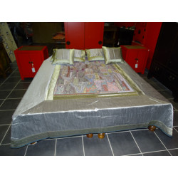 Gray bed set with patchwork