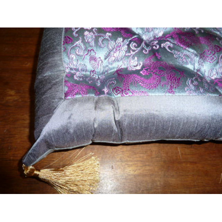 Galette de chaise 40x40 cm grise violette centre dragon