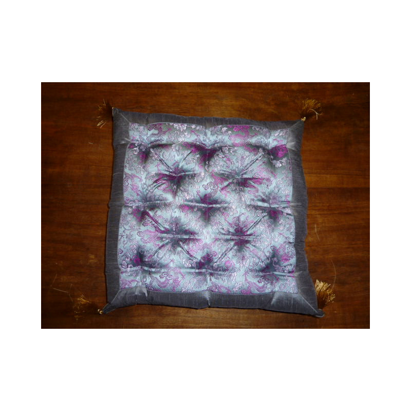 Galette de chaise 40x40 cm grise violette centre dragon