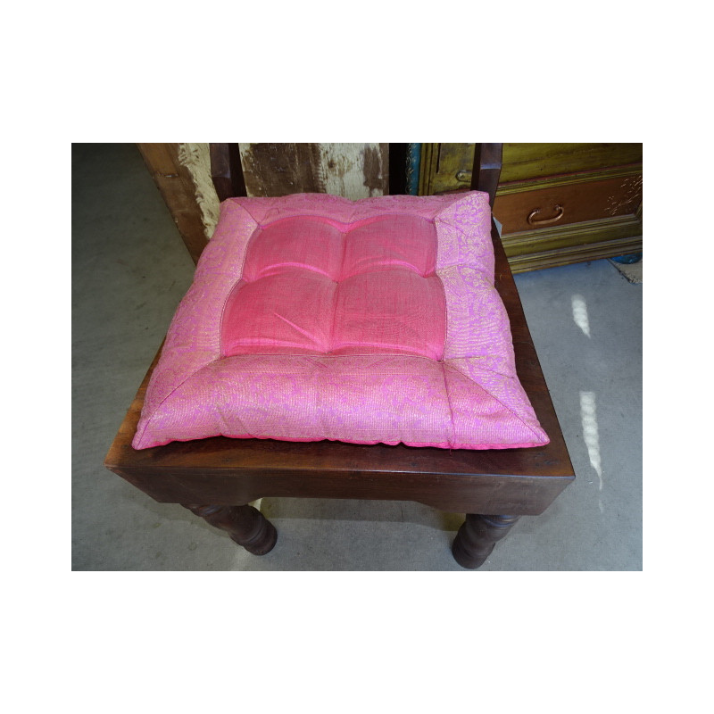 Galette de chaise 40x40cm bords en brocart rose