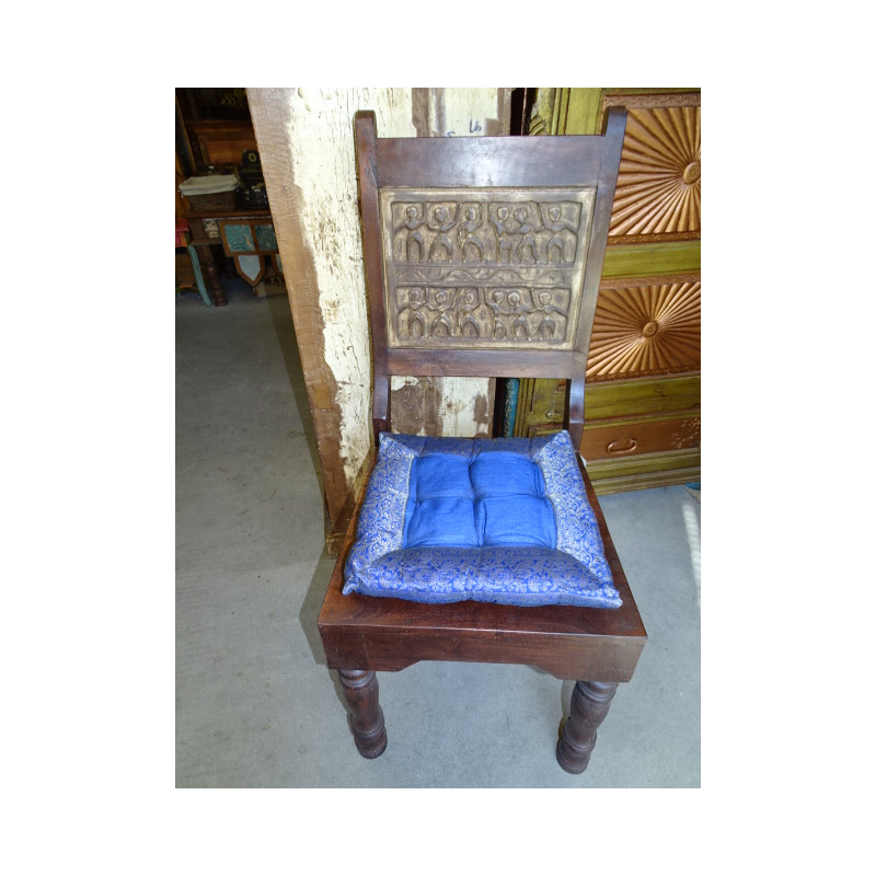 Cojín de silla con bordes brocado turquesa