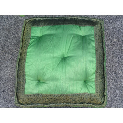 cuscino Piano verde scuro bordi di broccato