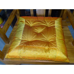 Cojín de silla con bordes en brocado naranja 38x38 cm