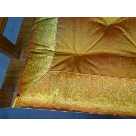Cojín de silla con bordes en brocado naranja 38x38 cm