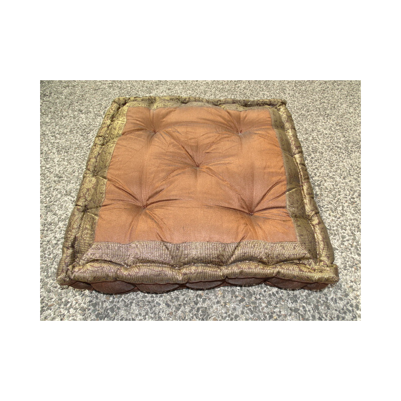Vloerkussen met randen van chocoladebrokaat 57x57 cm