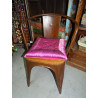 Chair cushion with fuchsia brocade edges 38x38 cm