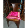 Cojín de silla con bordes brocado rosa 38x38 cm