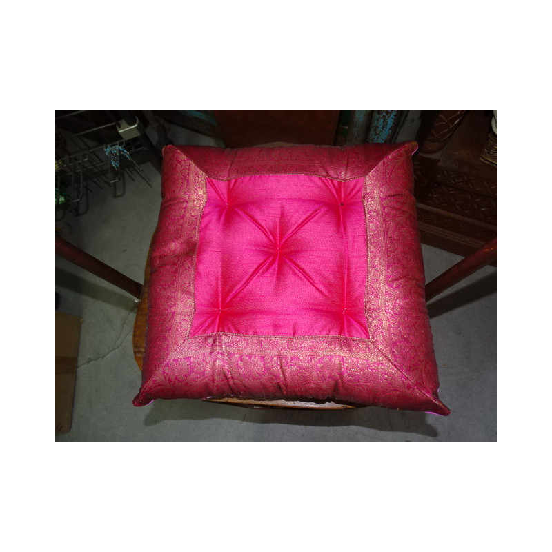 Cuscino per sedia con bordi in broccato rosa 38x38 cm