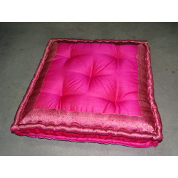 Floor cushion pink brocade edges 57x57 cm