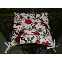 Cuscini per sedia in velluto 38x38 cm con uccelli del paradiso - bianco