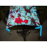 Cuscino per sedia in velluto 38x38 cm con uccelli del paradiso - turchese
