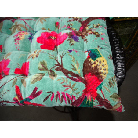 Cuscini per sedia in velluto 38x38 cm con uccelli del paradiso - verde