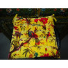 38x38cm Velvet Chair Cushion with Birds of Paradise - yellow