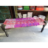 Long Indian bench with seat in multicolored twine rope - 1
