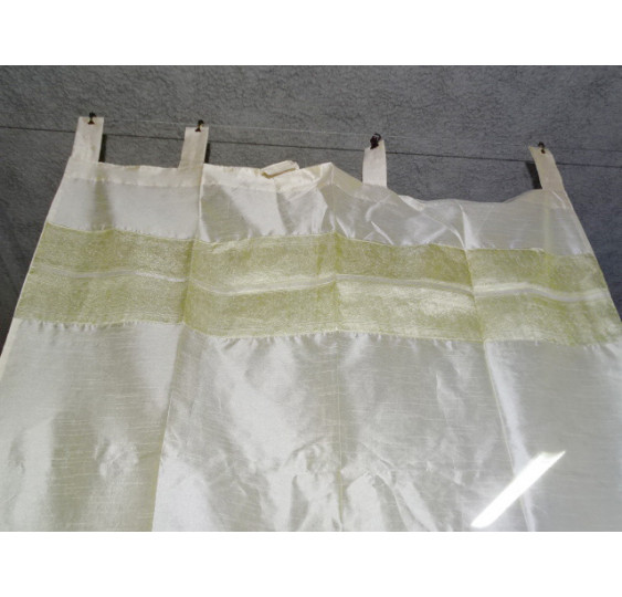 Taffeta curtains with ecru brocade edges in 250 x 110 cm