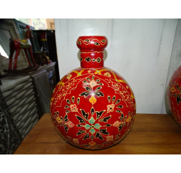 Hand painted metal water jar Red 36 cm